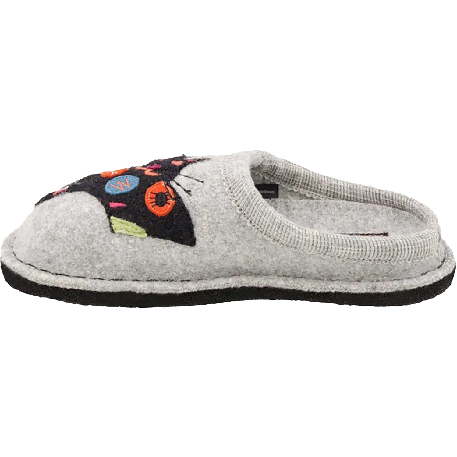 Haflinger Sassy Cat Women's Open Back Slippers Silver Grey