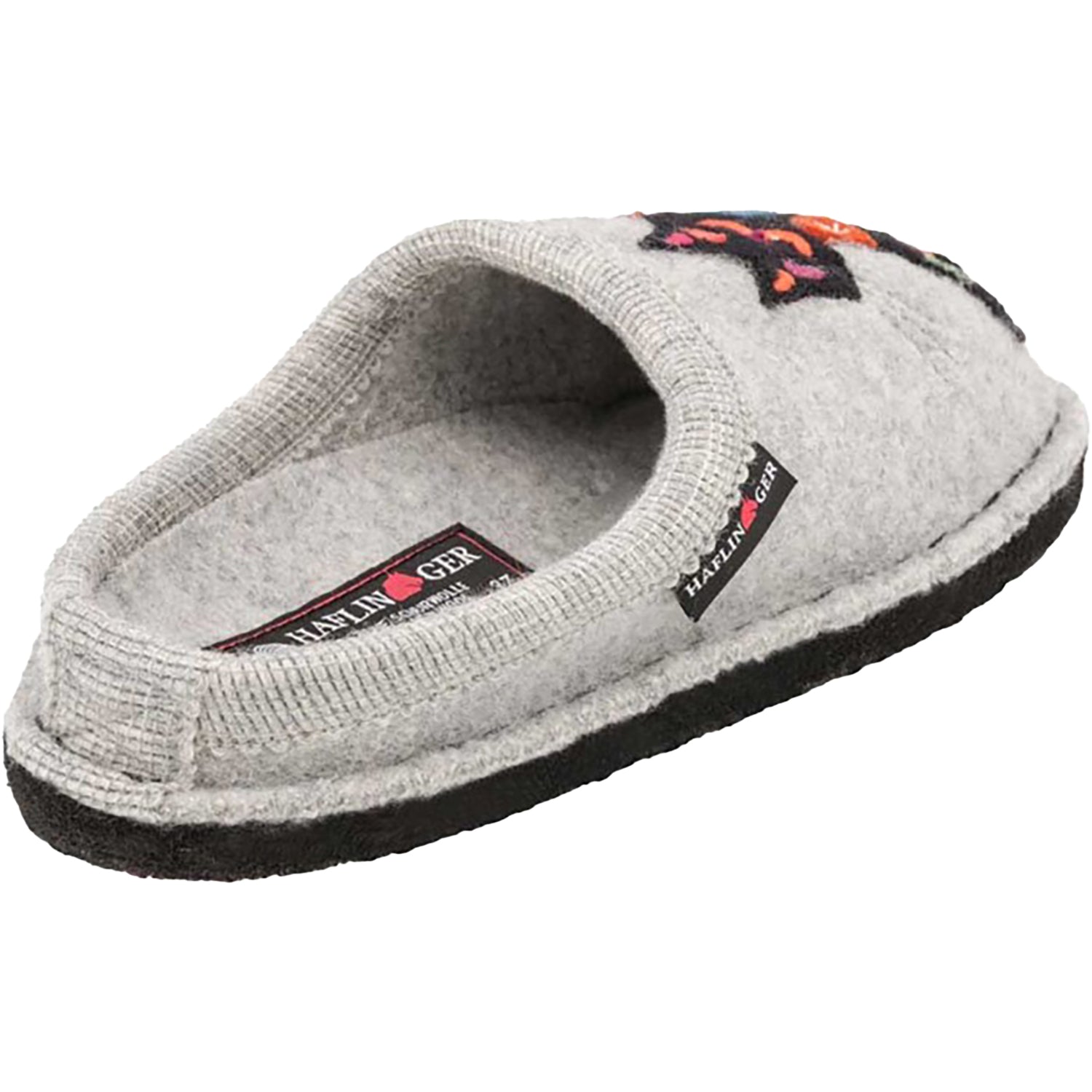 Haflinger Sassy Cat Women's Open Back Slippers Silver Grey