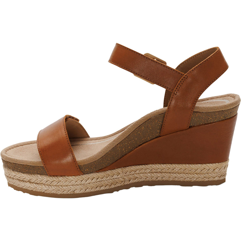 Aetrex Sydney Women's Wedge Sandals Cognac Leather