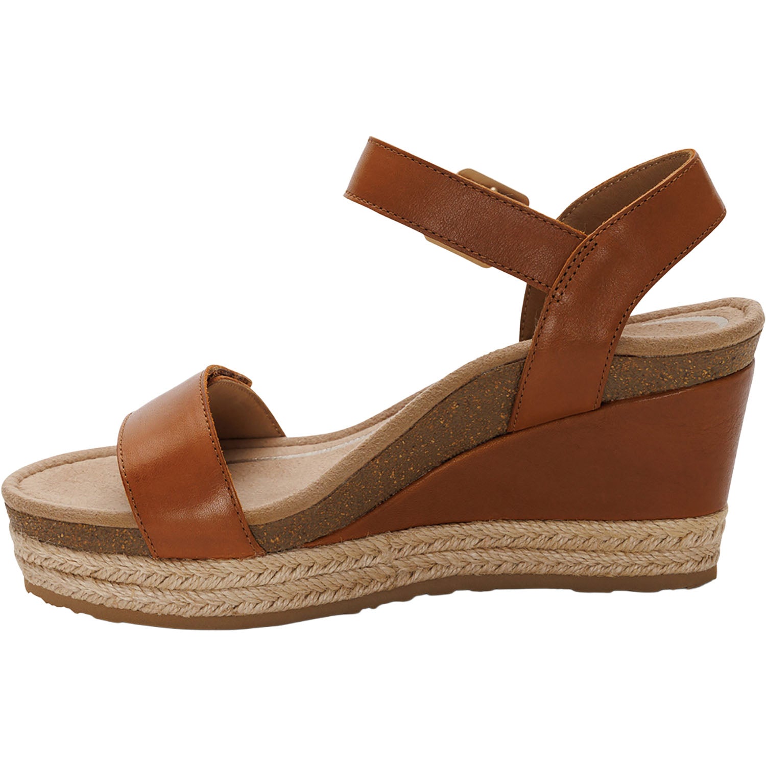 Aetrex Sydney Women's Wedge Sandals Cognac Leather