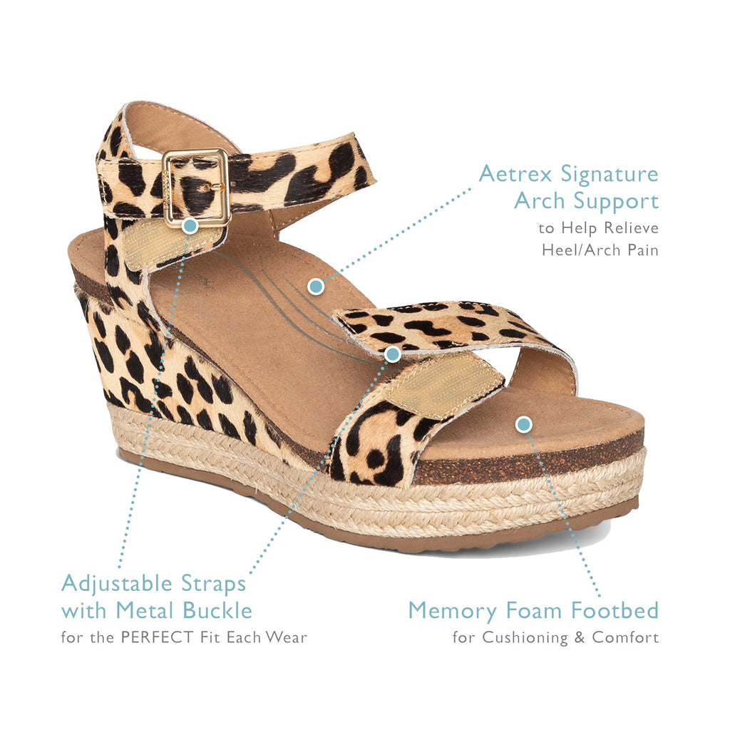 Aetrex Sydney Women's Wedge Sandals Ivory Cutout