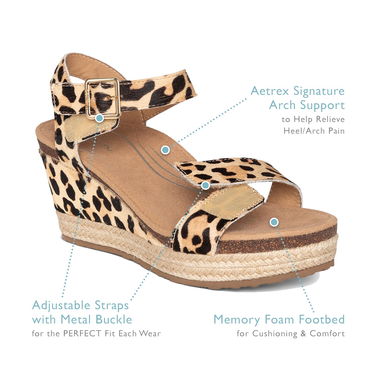 Aetrex Sydney Women's Wedge Sandals Ivory Cutout
