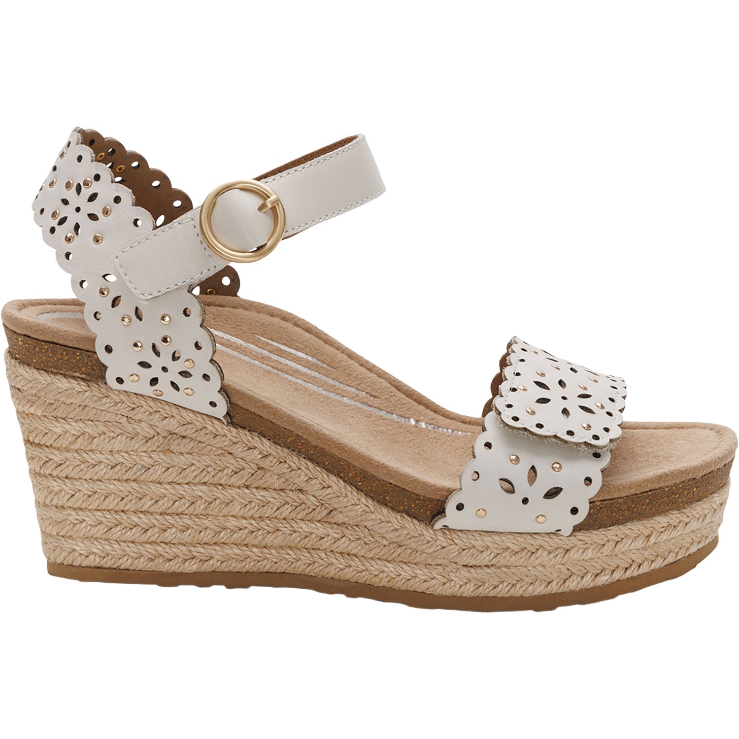 Aetrex Sydney Women's Wedge Sandals Ivory Cutout