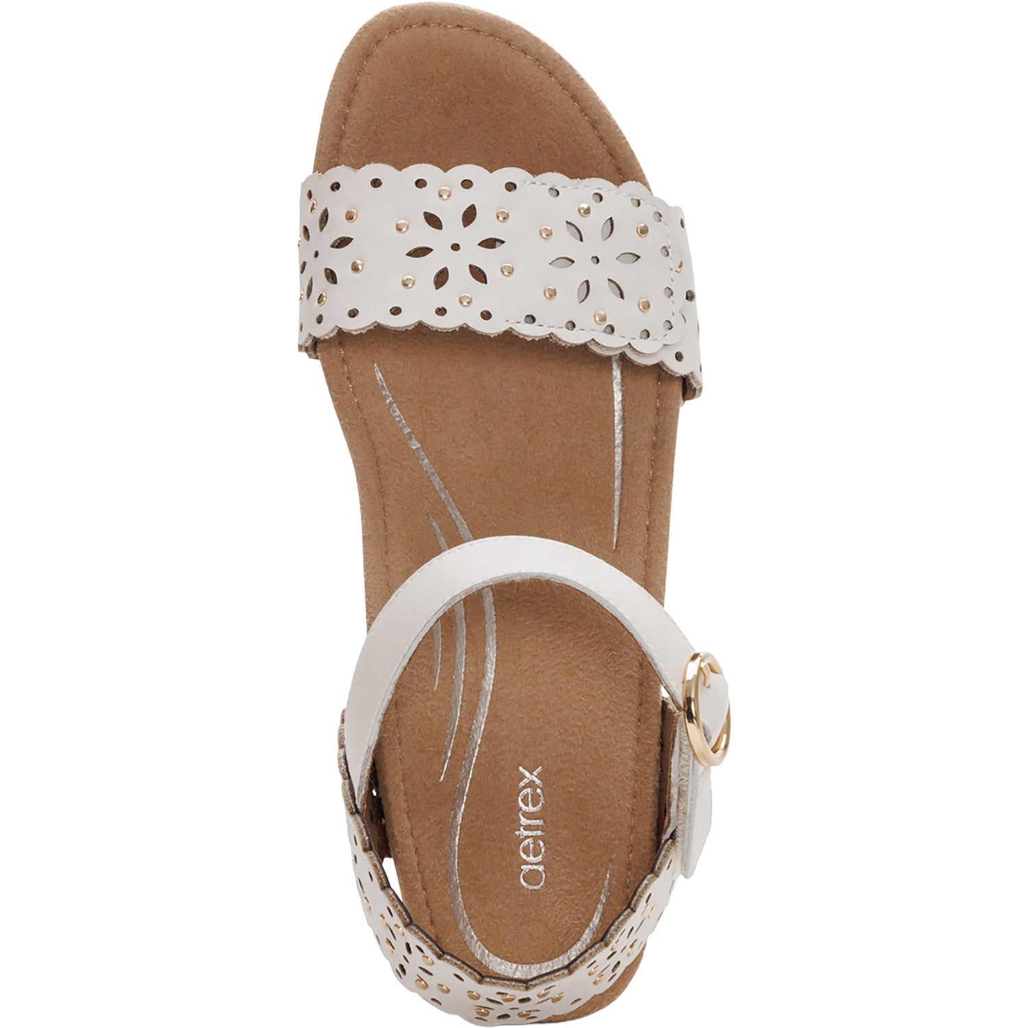 Aetrex Sydney Women's Wedge Sandals Ivory Cutout