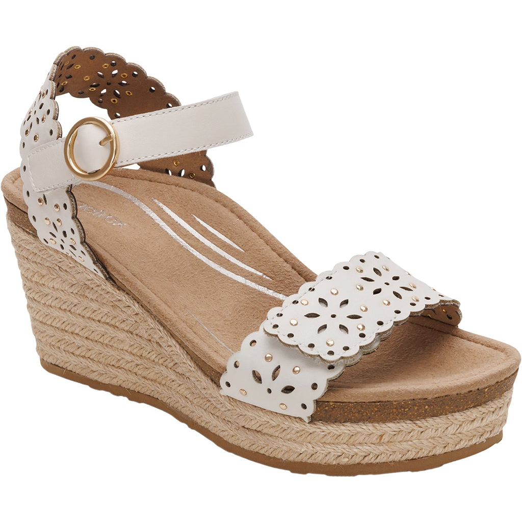 Aetrex Sydney Women's Wedge Sandals Ivory Cutout