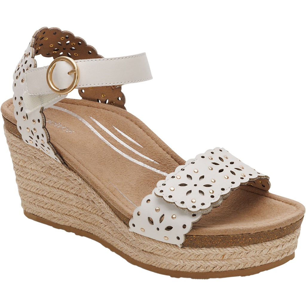Aetrex Sydney Women's Wedge Sandals Ivory Cutout
