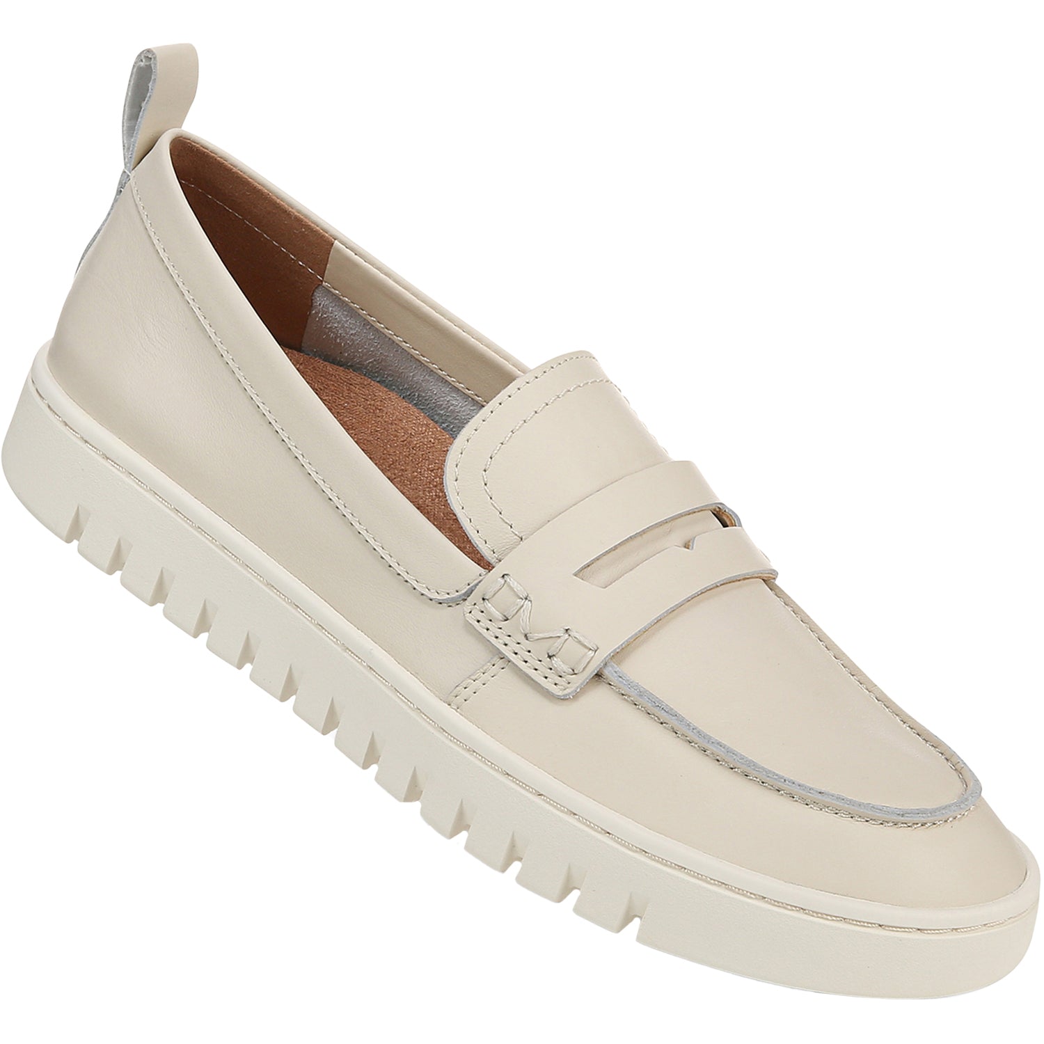 Vionic Uptown Loafer Women's Slip Ons Cream Leather