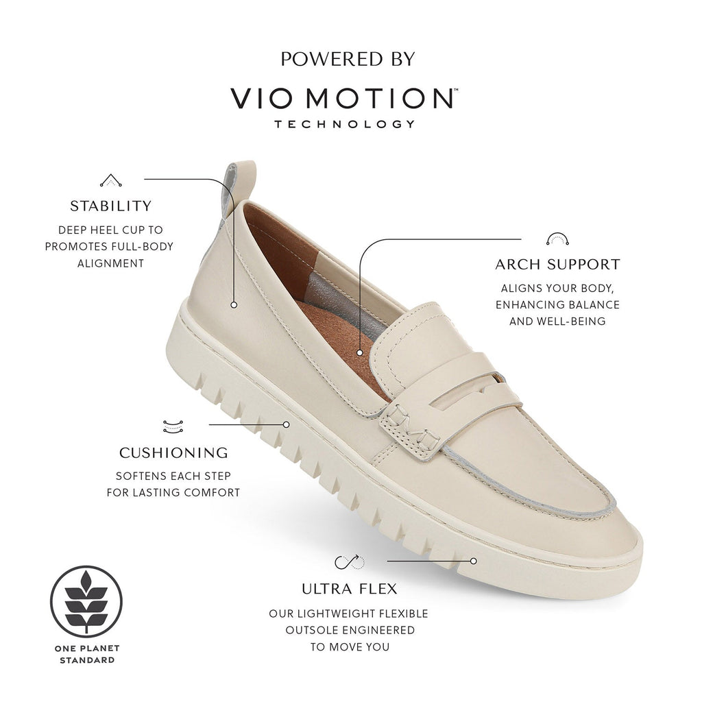 Vionic Uptown Loafer Women's Slip Ons Cream Leather