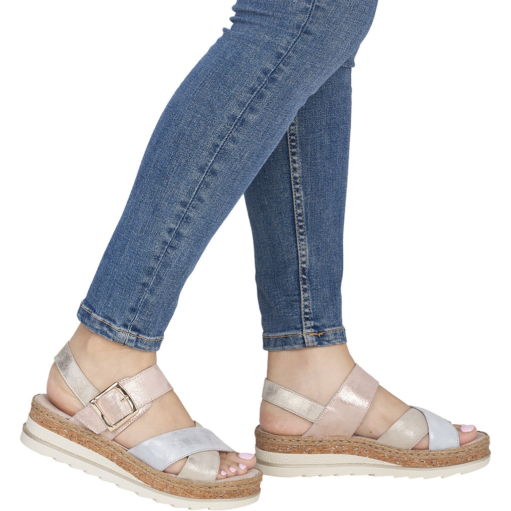 Rieker V7951-90 Women's Sandals Nude/Silver/Rosa/Muschel/Delphi/Delphi/Delphi/Alula