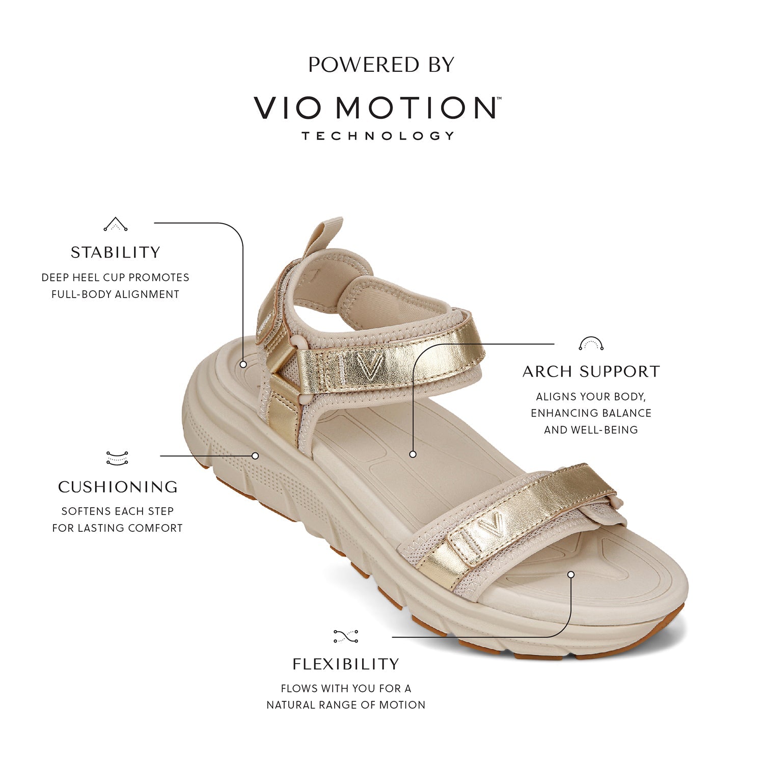 Vionic Walk Max Wanderer Women's Outdoor Sandals Parchment/Gold